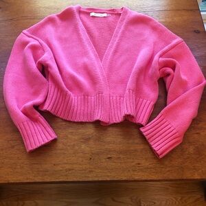 Mustard seed, size small oversized, hot pink shrug sweater, cropped